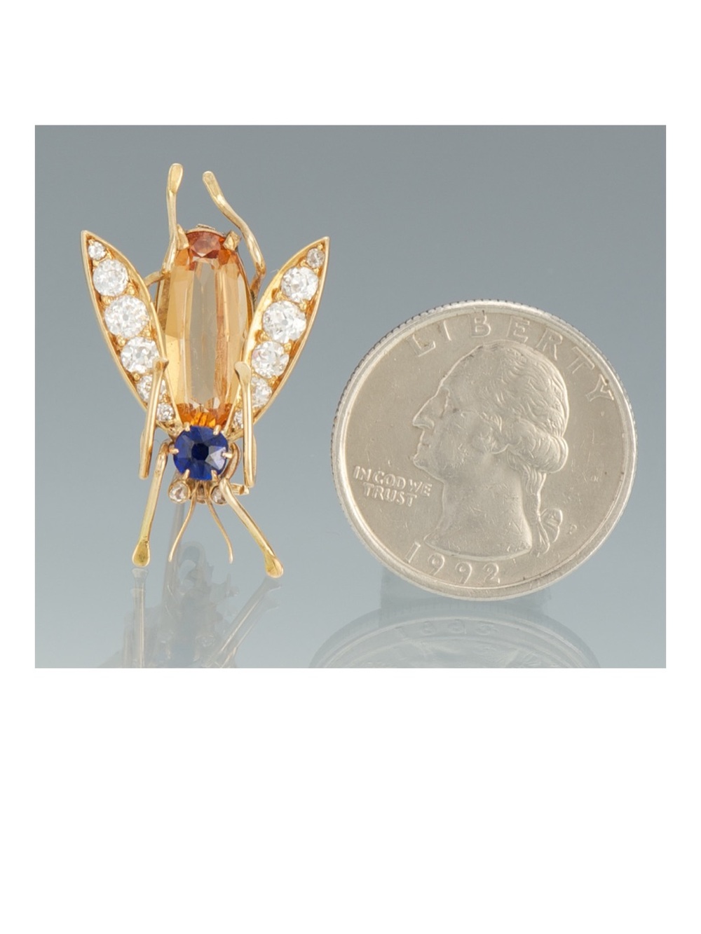 Insect Pin Bee Fly Brooch Topaz Diamond Sapphire Collectable Antique Victorian - Picture 2 of 5